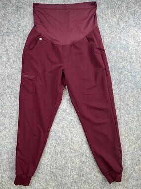 Figs Maternity Pants Size M Burgundy Joggers Stretch Scrubs